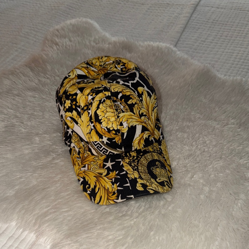 Versace Black and Gold Baroque Hat Unisex
